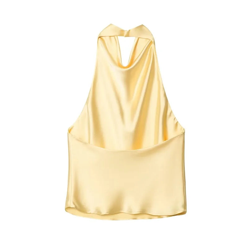 The Chloe Satin Halter Top