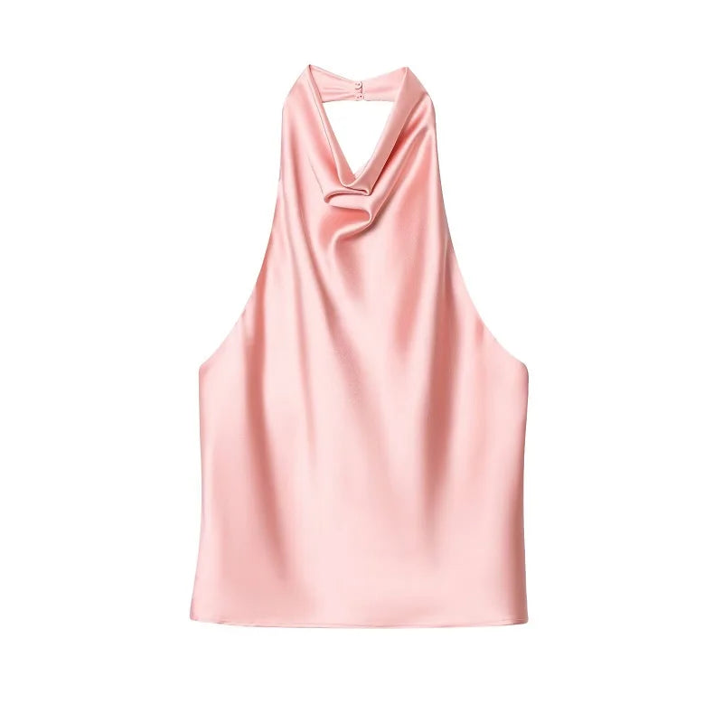 The Chloe Satin Halter Top